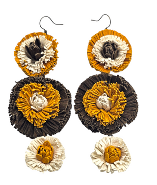 Beryl- Unique Leather Flowers Dangle Earrings