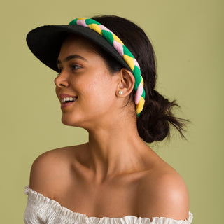 Black terry plush sun visor for beach glam