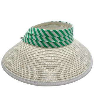 Sun Hat White and Green Visor 