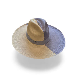 Ivory & Slate Dual-Tone Fedora Straw Sun Hat – Unisex Wide Brim Luxury Summer Hat
