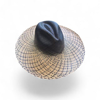 Midnight Crown Textured Fedora Straw Sun Hat – Wide Brim Luxury Resort Hat for Women
