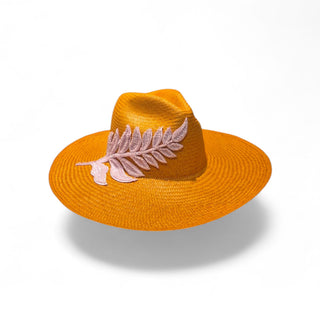 Marigold Embellished Fedora Straw Sun Hat – Wide Brim Statement Hat for Women