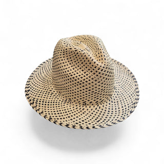 Ivory & Black Woven Fedora Straw Sun Hat – Textured Luxury Hat