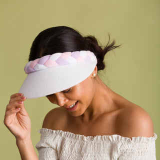 white terry sun visor for pool