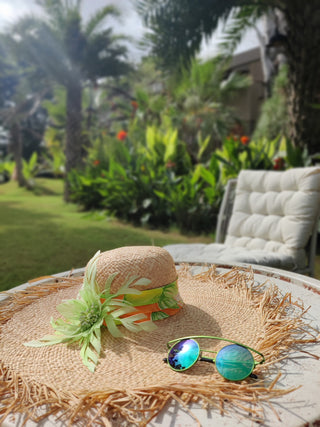 beach hat natural straw fringe