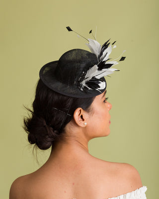 black and white fascinator hat for derby