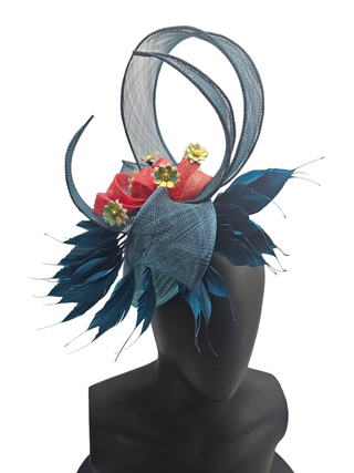 blue fascinator