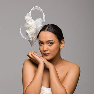 derby fascinator white