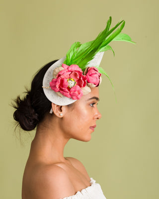 fascinator for pastel pink floral dress 