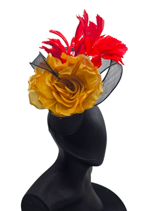 gold and black fascinator