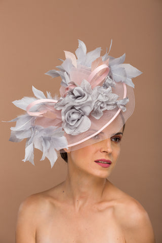 grey fascinator