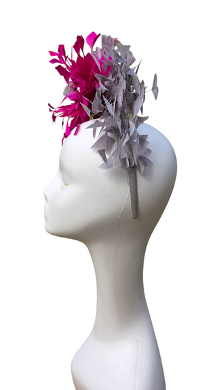 grey fascinator neutral