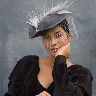 grey fascinator