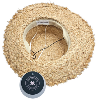 handwoven straw sun hat flat fringe trim