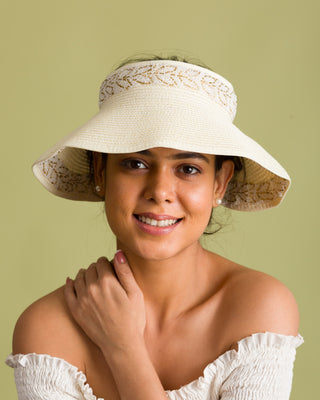 ivory sun hat embroidery