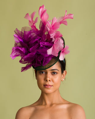kelly green and pink fascinator for kentucky derby