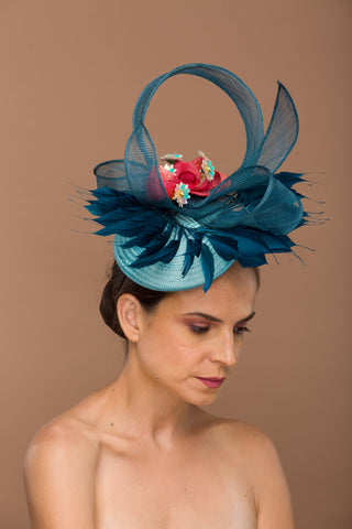 light blue fascinator