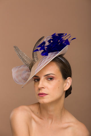 navy blue fascinator pop