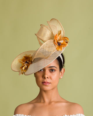 neutral tone fascinator for kentucky derby