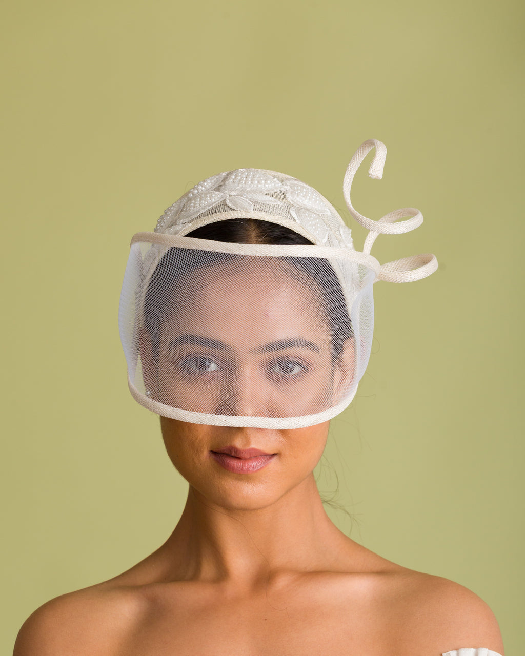 Royal Ascot Ivory Headwear With Pearls (Magnolia Dawn) – Maaneh Millinery