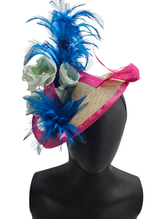 pink and blue fascinator