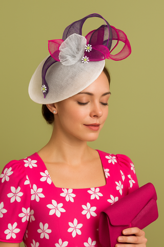 pink and white dress for derby hat