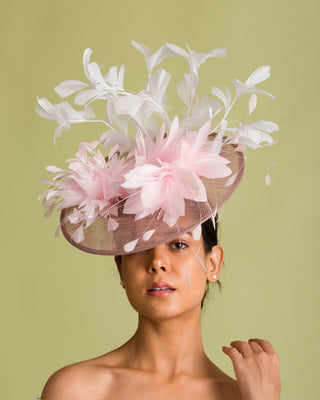 pink and white fascinator