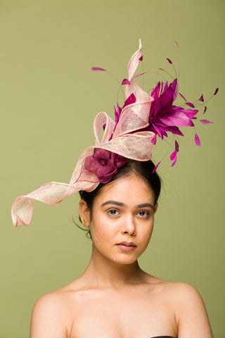 pink beige fascinator