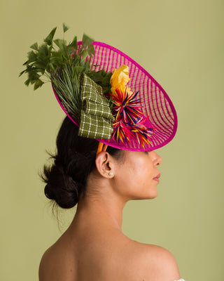 pink green yellow derby hat 