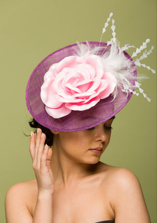 purple and pink fascinator