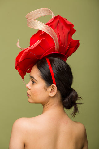 red fascinator headband