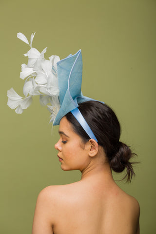 sky blue derby hat fascinator 