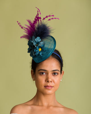 teal fascinator 