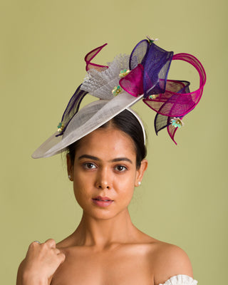 white floral fascinator
