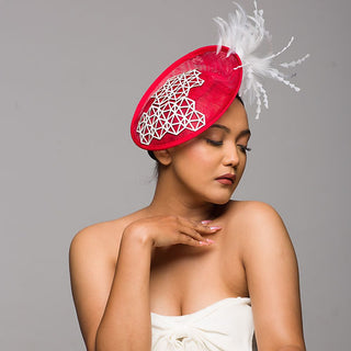 white red fascinator