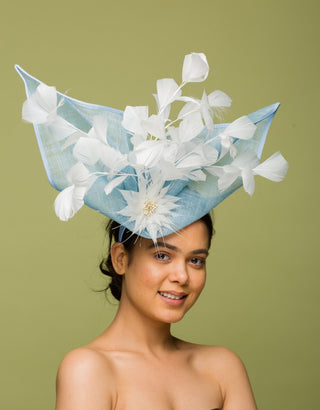 white spray fascinator