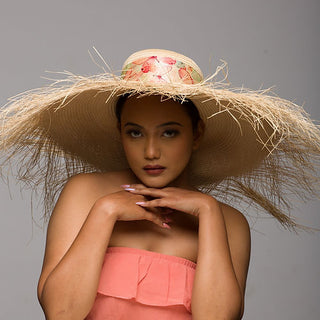 wide brim sun hat raffia hat fringe