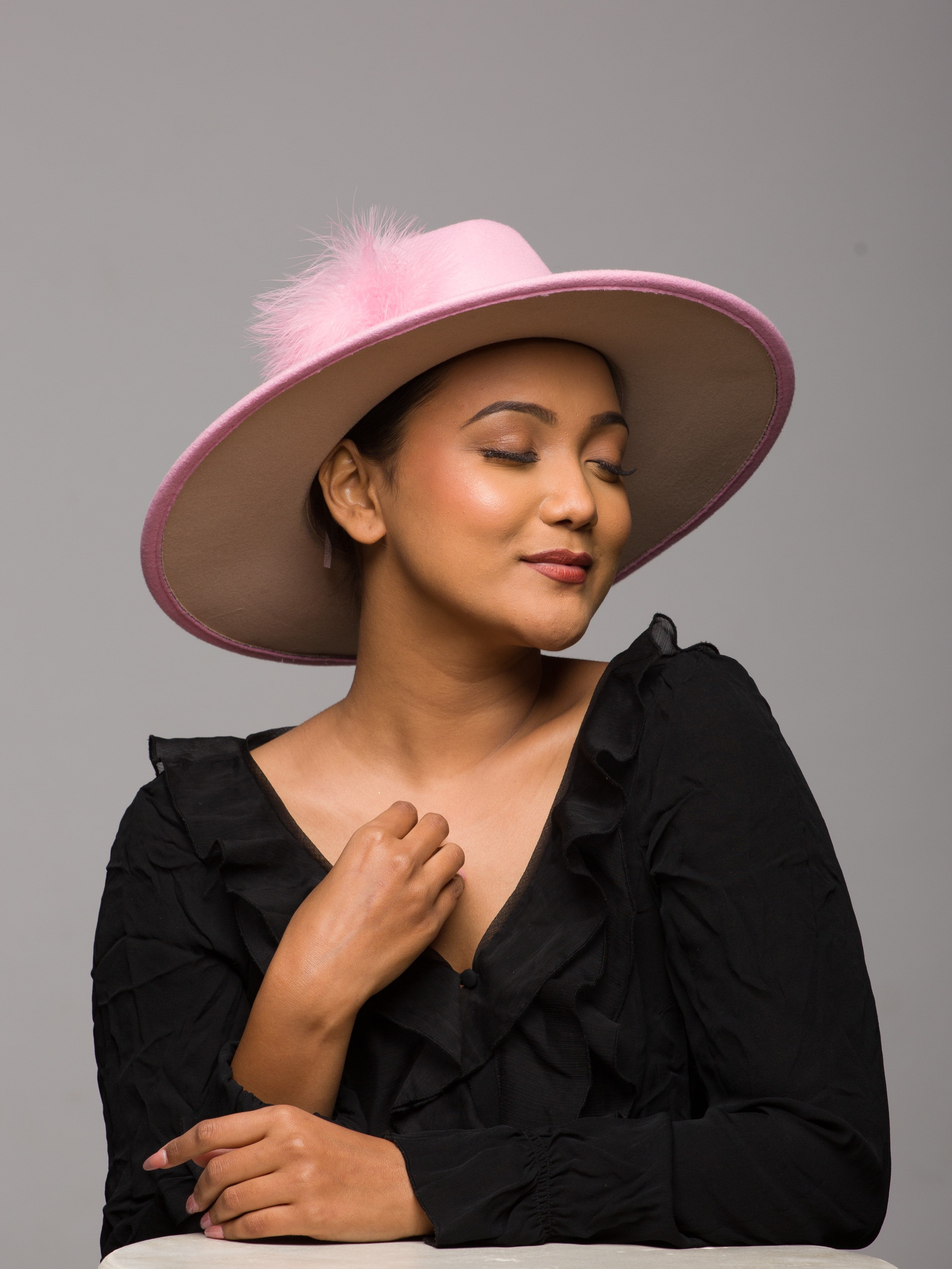 Fedora Hat Pink Fur Felt (Opal Oak) – Maaneh Millinery