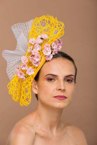 yellow fascinator