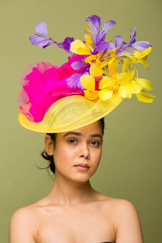 yellow fascinator kentucky derby 