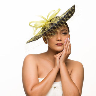 yellow veil fascinator